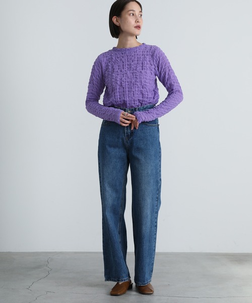 select MOCA（セレクトモカ）の「2021 AW プチハイネックランダムチェックトップス（Tシャツ/カットソー・レディース・ブラック/パープル/アイボリー/ライトオリーブ・FREE）」の6枚目の写真