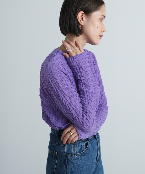 select MOCA（セレクトモカ）の「2021 AW プチハイネックランダムチェックトップス（Tシャツ/カットソー・レディース・ブラック/パープル/アイボリー/ライトオリーブ・FREE）」の18枚目の写真