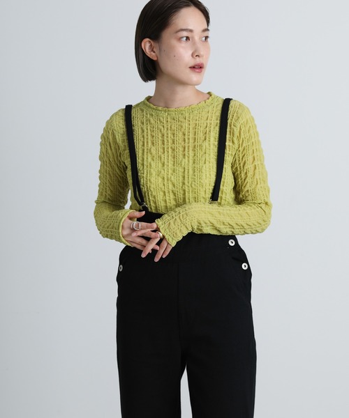 select MOCA（セレクトモカ）の「2021 AW プチハイネックランダムチェックトップス（Tシャツ/カットソー・レディース・ブラック/パープル/アイボリー/ライトオリーブ・FREE）」の9枚目の写真