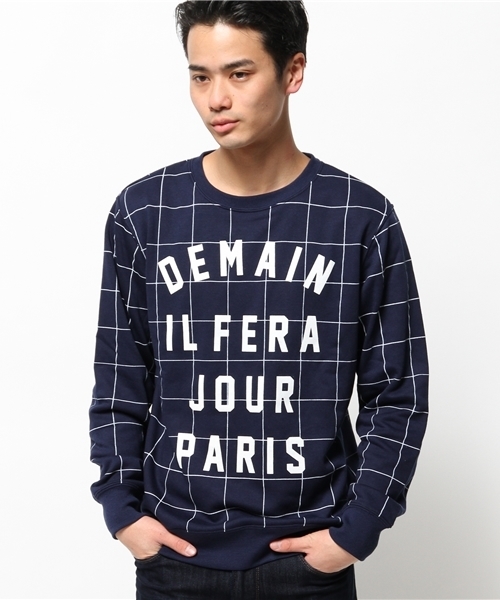 WEGO(ウィゴー)の「WEGO/ウィンドウペンスウェット(スウェット・メンズ・ホワイト/ネイビー・LARGE/MEDIUM)」の1枚目の写真