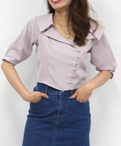 ROYAL PARTY(ロイヤルパーティー)の「テーラーカラーブラウス(シャツ/ブラウス・レディース・ベージュ/ピンク/ブラック・FREE)」の2枚目の写真