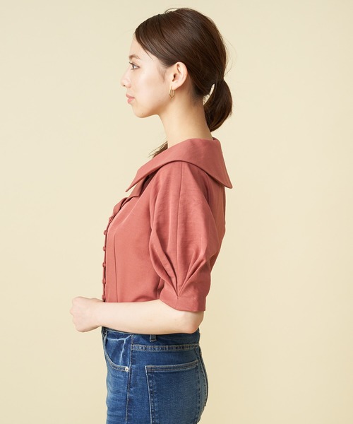 ROYAL PARTY(ロイヤルパーティー)の「テーラーカラーブラウス(シャツ/ブラウス・レディース・ベージュ/ピンク/ブラック・FREE)」の5枚目の写真