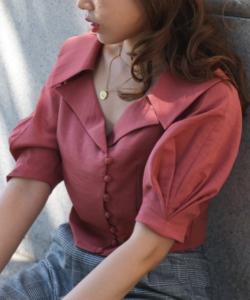 ROYAL PARTY(ロイヤルパーティー)の「テーラーカラーブラウス(シャツ/ブラウス・レディース・ベージュ/ピンク/ブラック・FREE)」の6枚目の写真