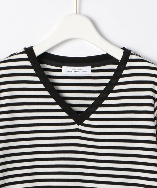 green label relaxing（グリーンレーベルリラクシング）の「ポンチ ニットソー Vネック プルオーバー カットソー（Tシャツ/カットソー・レディース・ホワイト/ダークブラウン/その他1/ライラック・FREE）」の6枚目の写真