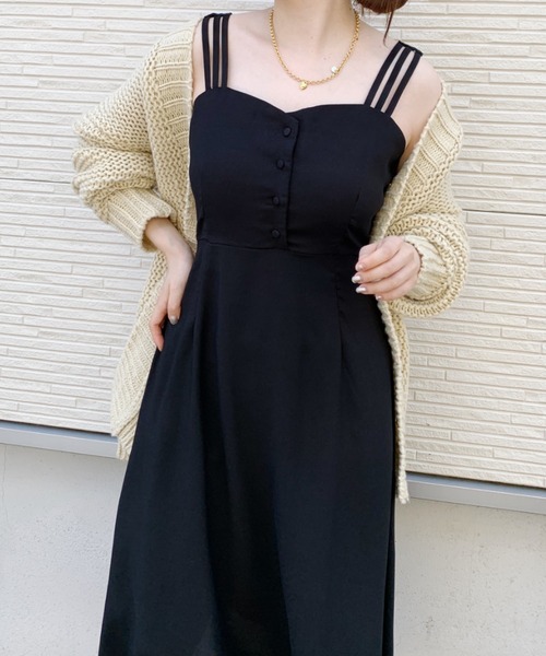 Loueme（ルエム）の「【23S/S】3ストラップキャミワンピース（ワンピース・レディース・ブラック・FREE/XL）」の3枚目の写真