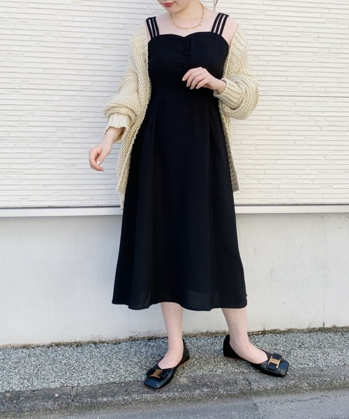 Loueme（ルエム）の「【23S/S】3ストラップキャミワンピース（ワンピース・レディース・ブラック・FREE/XL）」の6枚目の写真