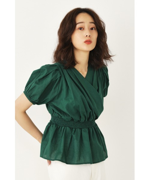SHEL'TTER ORIGINAL(シェルターオリジナル)の「ギャザーウエストブラウス(Tシャツ/カットソー・レディース・イエロー/グリーン/ブラック系その他・FREE)」の3枚目の写真