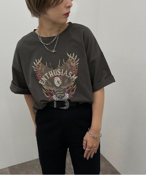 apres jour mignon（アプレジュールミニョン）の「アソートヴィンテージBIGTシャツ３【ZOZOTOWN限定アイテム】（Tシャツ/カットソー・レディース・ホワイト系その他3/ブラック系その他2/ブラック/オフホワイト/その他/ブラック系その他/ホワイト系その他/ホワイト系その他2・X-LARGE/フリー）」の6枚目の写真