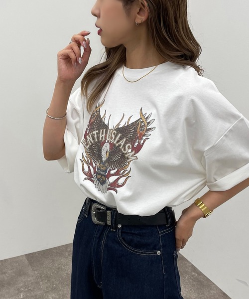 apres jour mignon（アプレジュールミニョン）の「アソートヴィンテージBIGTシャツ３【ZOZOTOWN限定アイテム】（Tシャツ/カットソー・レディース・ホワイト系その他3/ブラック系その他2/ブラック/オフホワイト/その他/ブラック系その他/ホワイト系その他/ホワイト系その他2・X-LARGE/フリー）」の10枚目の写真
