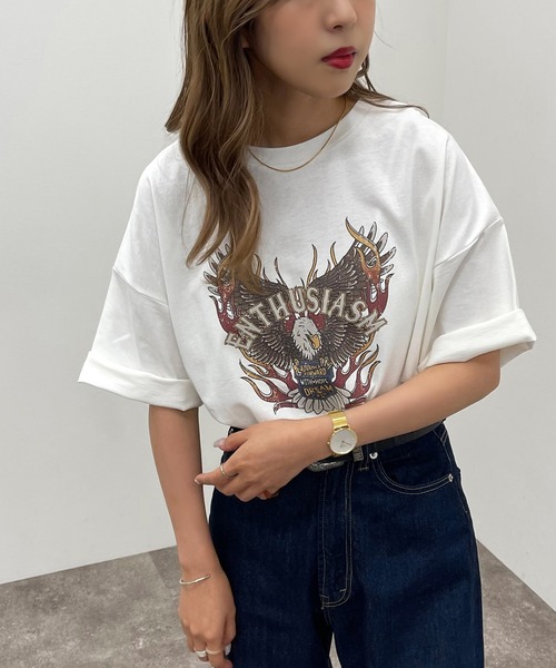 apres jour mignon（アプレジュールミニョン）の「アソートヴィンテージBIGTシャツ３【ZOZOTOWN限定アイテム】（Tシャツ/カットソー・レディース・ホワイト系その他3/ブラック系その他2/ブラック/オフホワイト/その他/ブラック系その他/ホワイト系その他/ホワイト系その他2・X-LARGE/フリー）」の11枚目の写真