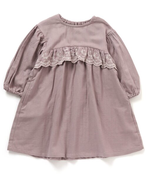 Seraph（セラフ）の「スカラップ刺繍長袖ワンピース（ワンピース・キッズ・ブラック/アイボリー/ピンク・80/90/95/100/110/120/130/140）」の6枚目の写真