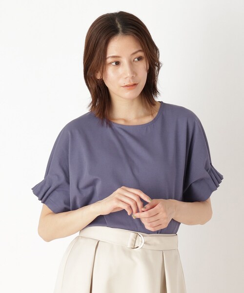 DRESKIP(ドレスキップ)の「◆ひんやりゴムタックドルマンTシャツ(Tシャツ/カットソー・レディース・ダークブラウン/ナチュラル/パープル系/ブラック・03/04/02)」の4枚目の写真