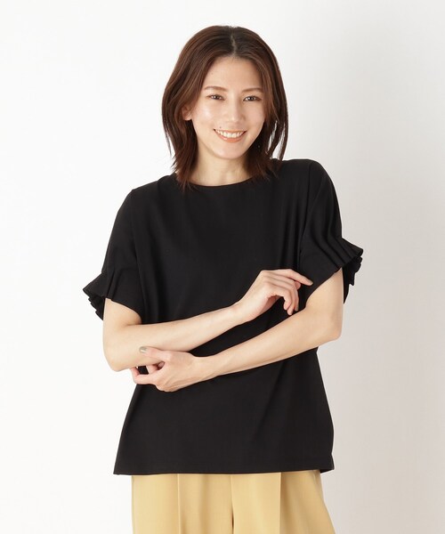 DRESKIP(ドレスキップ)の「◆ひんやりゴムタックドルマンTシャツ(Tシャツ/カットソー・レディース・ダークブラウン/ナチュラル/パープル系/ブラック・03/04/02)」の1枚目の写真