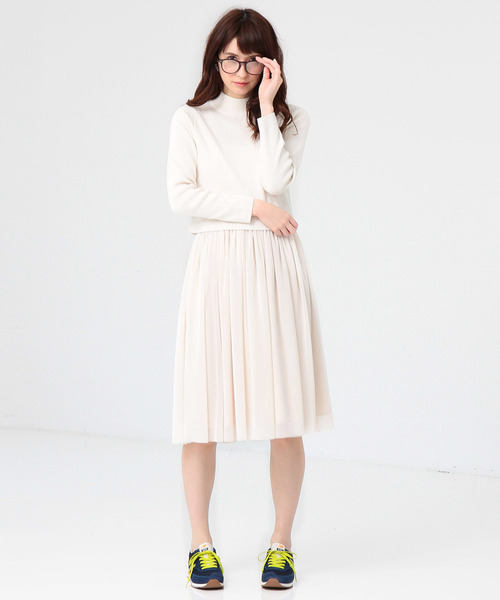 Another Edition（アナザーエディション）の「ニット×チュールセットアップワンピース/■AEBC KNIT ﾁｭｰﾙ SET UP OP◆（ワンピース・レディース・オフホワイト/グレー/ネイビー・ﾌﾘ-）」の2枚目の写真