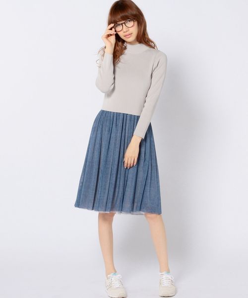 Another Edition（アナザーエディション）の「ニット×チュールセットアップワンピース/■AEBC KNIT ﾁｭｰﾙ SET UP OP◆（ワンピース・レディース・オフホワイト/グレー/ネイビー・ﾌﾘ-）」の5枚目の写真