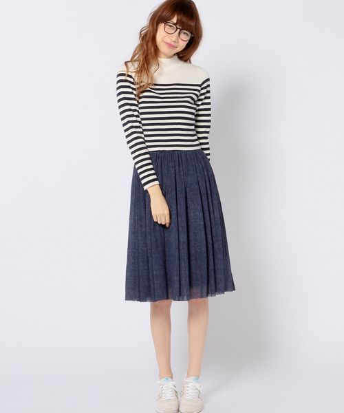 Another Edition（アナザーエディション）の「ニット×チュールセットアップワンピース/■AEBC KNIT ﾁｭｰﾙ SET UP OP◆（ワンピース・レディース・オフホワイト/グレー/ネイビー・ﾌﾘ-）」の4枚目の写真