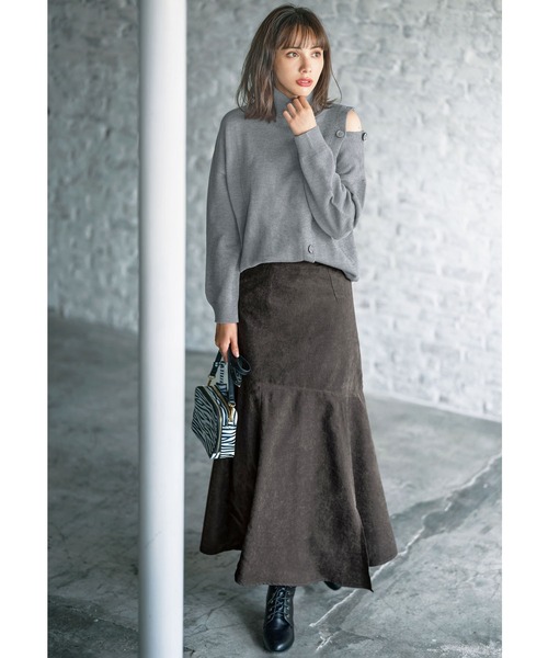 GeeRA（ジーラ）の「2WAYボタンデザインニット（ニット/セーター・レディース・ブラック/杢グレー・LARGE/X-LARGE/MEDIUM）」の3枚目の写真