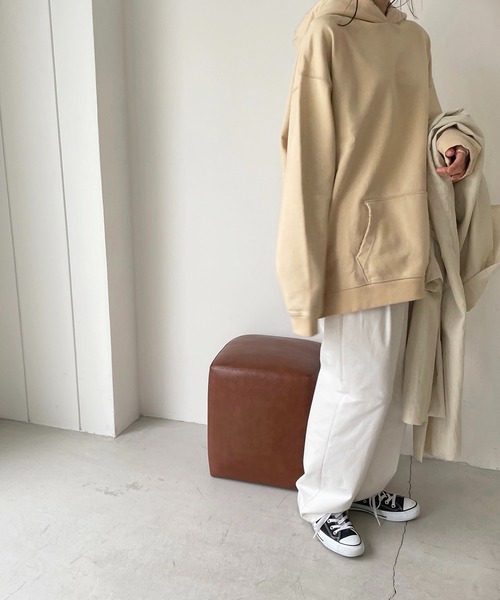CANAL JEAN(キャナルジーン)の「RED CHOP WORKS(レッドチョップワークス) 裏毛パーカープルオーバー(パーカー・レディース・ホワイト/ベージュ/ヘザーグレー・38)」の14枚目の写真