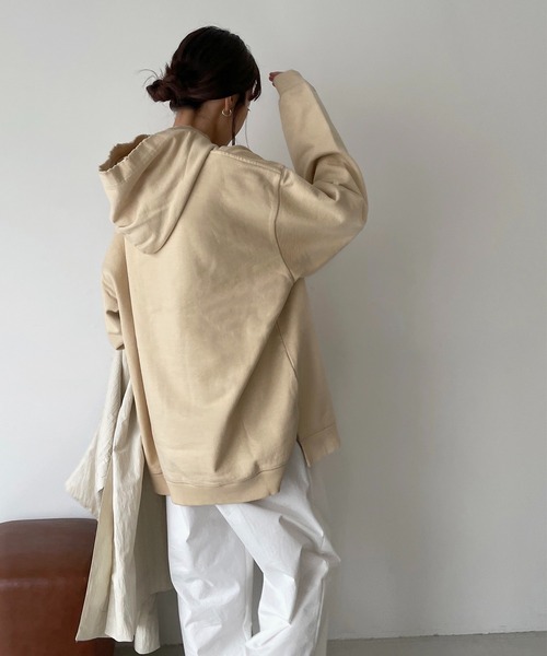 CANAL JEAN(キャナルジーン)の「RED CHOP WORKS(レッドチョップワークス) 裏毛パーカープルオーバー(パーカー・レディース・ホワイト/ベージュ/ヘザーグレー・38)」の18枚目の写真