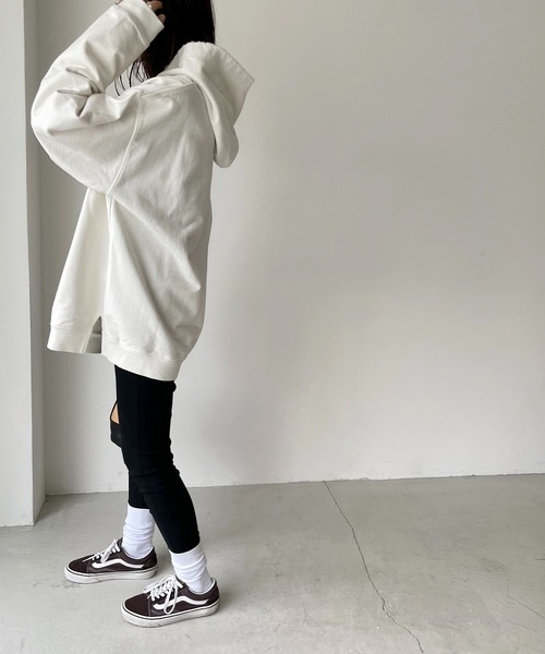 CANAL JEAN(キャナルジーン)の「RED CHOP WORKS(レッドチョップワークス) 裏毛パーカープルオーバー(パーカー・レディース・ホワイト/ベージュ/ヘザーグレー・38)」の8枚目の写真