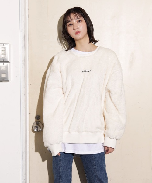 Mark Gonzales（マーク・ゴンザレス）の「Mark Gonzales / マークゴンザレス 別注 コラボ オーバーサイズ ビッグ ボリューム ボア フリース ビッグ トレーナー（スウェット・メンズ・ホワイト系その他/ブラック系その他/ブラウン系その他/ベージュ系その他/ホワイト系その他2/ブラック系その他2/ブラウン系その他2/ベージュ系その他2・MEDIUM/LARGE）」の21枚目の写真