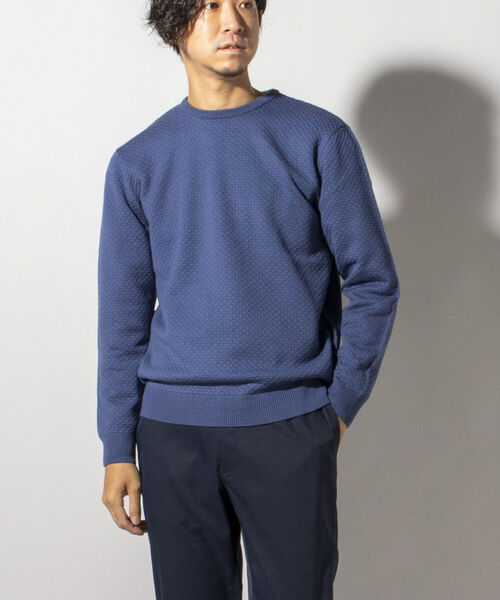 NOLLEY'S goodman（ノーリーズグッドマン）の「ワッフル カノコ プルオーバー ニット（ニット/セーター・メンズ・ライトグレー/ネイビー/インディゴブルー・S/M/L/XL）」の8枚目の写真