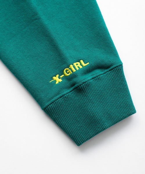 X-girl（エックスガール）の「MONOCHROME DAISY SWEAT HOODIE（パーカー・レディース・アッシュ/ブラック/グリーン・S/XL/L/M）」の8枚目の写真