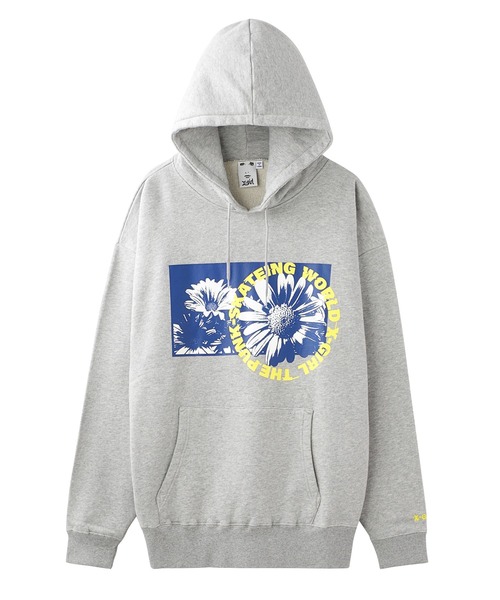X-girl（エックスガール）の「MONOCHROME DAISY SWEAT HOODIE（パーカー・レディース・アッシュ/ブラック/グリーン・S/XL/L/M）」の13枚目の写真