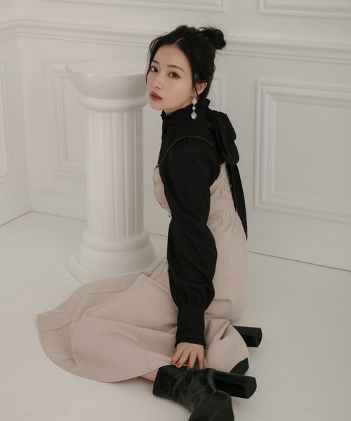 ANDGEEBEE(アンジービー)の「マーメイドキャミワンピ(ワンピース・レディース・ライトベージュ/ブラック×ホワイト・MEDIUM)」の5枚目の写真