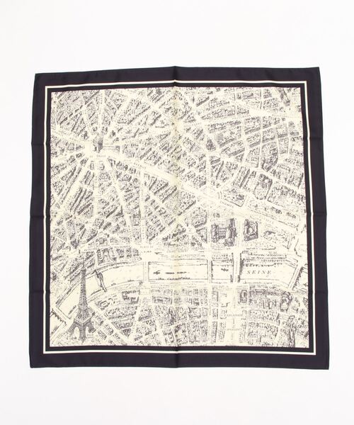 wiz(ウィズ)の「ウィズ wiz / ビンテージ マップ柄 スカーフ(バンダナ/スカーフ・レディース・ネイビー・FREE)」の2枚目の写真