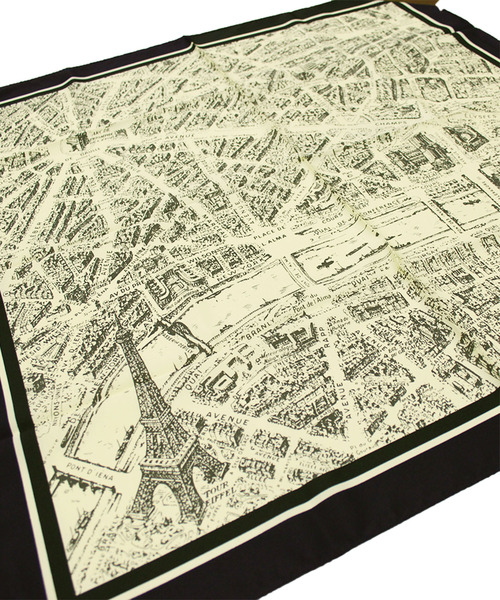 wiz(ウィズ)の「ウィズ wiz / ビンテージ マップ柄 スカーフ(バンダナ/スカーフ・レディース・ネイビー・FREE)」の4枚目の写真