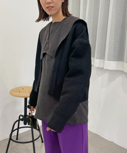 CAPRICIEUX LE'MAGE（カプリシューレマージュ）の「もこもこショートカーディガン（カーディガン/ボレロ・レディース・ブラック/ベージュ/ピンク・FREE）」の5枚目の写真