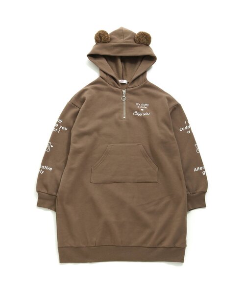 algy（アルジー）の「くまミミトレーナーワンピ_裏起毛（ワンピース・キッズ・ブラウン/ラベンダー/アイボリー・SMALL/X-SMALL/MEDIUM/XX-SMALL/XXX-SMALL）」の3枚目の写真