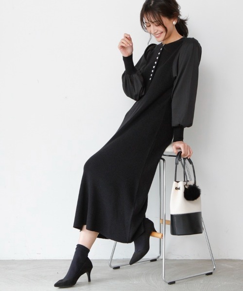 異素材コンビニットワンピース ワンピース M Deux エムドゥ のファッション通販 Zozotown