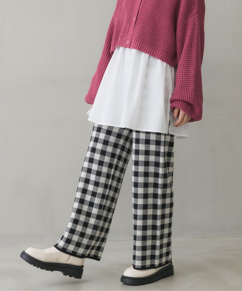 ems excite（エムズエキサイト）の「チェック柄ニットパンツ（その他パンツ・レディース・グリーン/ブラック系その他/ブラウン系その他・FREE）」の2枚目の写真