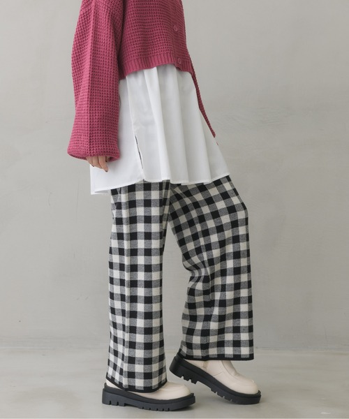 ems excite（エムズエキサイト）の「チェック柄ニットパンツ（その他パンツ・レディース・グリーン/ブラック系その他/ブラウン系その他・FREE）」の4枚目の写真