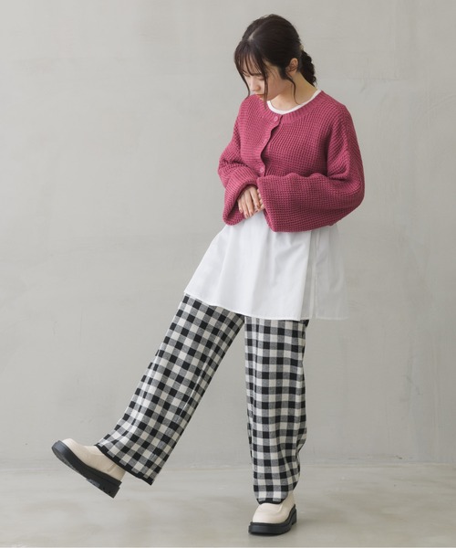 ems excite（エムズエキサイト）の「チェック柄ニットパンツ（その他パンツ・レディース・グリーン/ブラック系その他/ブラウン系その他・FREE）」の7枚目の写真