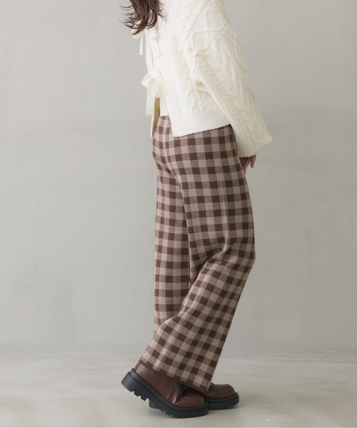 ems excite（エムズエキサイト）の「チェック柄ニットパンツ（その他パンツ・レディース・グリーン/ブラック系その他/ブラウン系その他・FREE）」の8枚目の写真