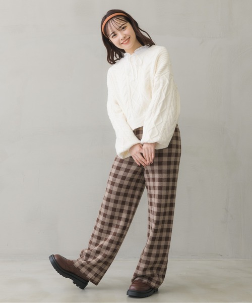 ems excite（エムズエキサイト）の「チェック柄ニットパンツ（その他パンツ・レディース・グリーン/ブラック系その他/ブラウン系その他・FREE）」の17枚目の写真