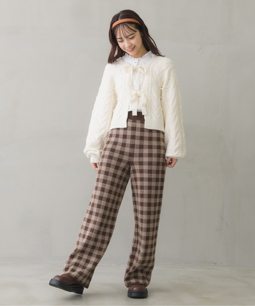 ems excite（エムズエキサイト）の「チェック柄ニットパンツ（その他パンツ・レディース・グリーン/ブラック系その他/ブラウン系その他・FREE）」の13枚目の写真