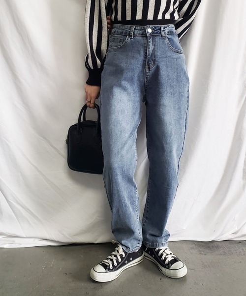 me+em select（ミームセレクト）の「【 M／L／XL 選べる３サイズ 】ヴィンテージウォッシュ加工　ルーズバルーンテーパードデニムパンツ【数量限定販売】（デニムパンツ・レディース・グレー/ブルー・MEDIUM/LARGE/X-LARGE）」の2枚目の写真