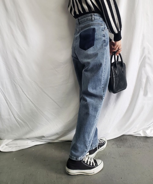 me+em select（ミームセレクト）の「【 M／L／XL 選べる３サイズ 】ヴィンテージウォッシュ加工　ルーズバルーンテーパードデニムパンツ【数量限定販売】（デニムパンツ・レディース・グレー/ブルー・MEDIUM/LARGE/X-LARGE）」の5枚目の写真