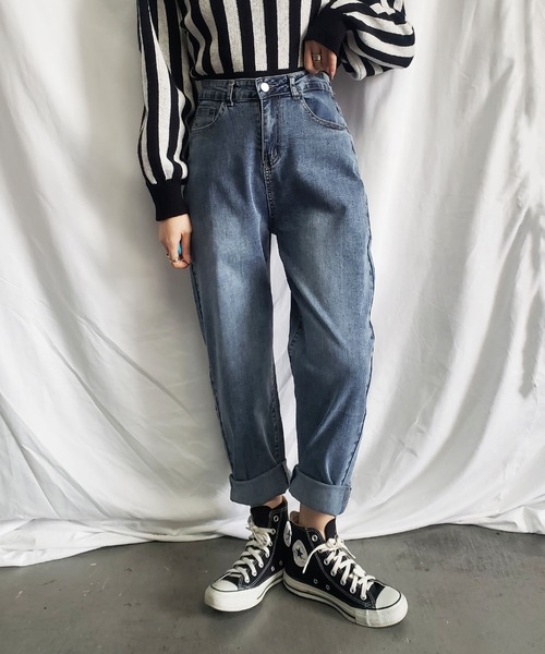 me+em select（ミームセレクト）の「【 M／L／XL 選べる３サイズ 】ヴィンテージウォッシュ加工　ルーズバルーンテーパードデニムパンツ【数量限定販売】（デニムパンツ・レディース・グレー/ブルー・MEDIUM/LARGE/X-LARGE）」の10枚目の写真