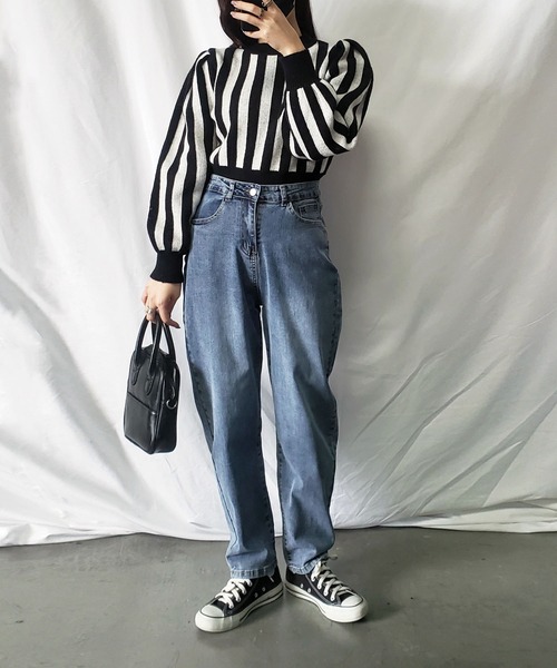 me+em select（ミームセレクト）の「【 M／L／XL 選べる３サイズ 】ヴィンテージウォッシュ加工　ルーズバルーンテーパードデニムパンツ【数量限定販売】（デニムパンツ・レディース・グレー/ブルー・MEDIUM/LARGE/X-LARGE）」の11枚目の写真