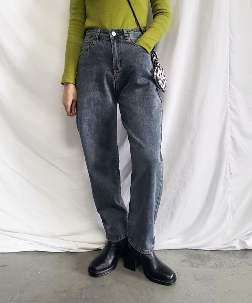 me+em select（ミームセレクト）の「【 M／L／XL 選べる３サイズ 】ヴィンテージウォッシュ加工　ルーズバルーンテーパードデニムパンツ【数量限定販売】（デニムパンツ・レディース・グレー/ブルー・MEDIUM/LARGE/X-LARGE）」の9枚目の写真