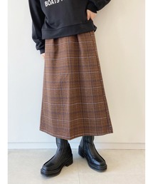 Samansa Mos2 blue | チェック柄タックスカート(スカート)