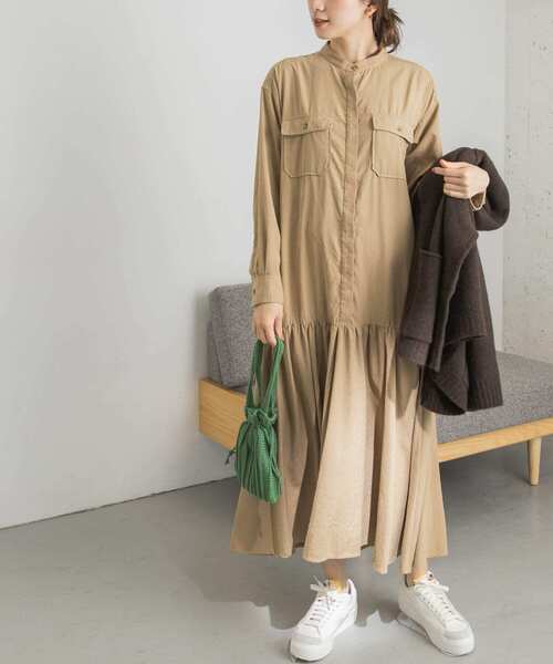 URBAN RESEARCH（アーバンリサーチ）の「シャツティアードワンピース（ワンピース・レディース・ベージュ/チャコールグレー・FREE）」の17枚目の写真
