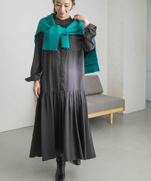 URBAN RESEARCH（アーバンリサーチ）の「シャツティアードワンピース（ワンピース・レディース・ベージュ/チャコールグレー・FREE）」の11枚目の写真