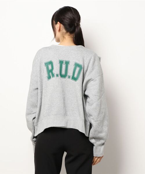 reca（レカ）の「プリント入り裏起毛2wayカーディガン（スウェット・レディース・オフホワイト/チャコールグレー/トップグレー・FREE）」の5枚目の写真