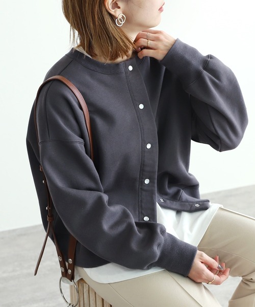 reca（レカ）の「プリント入り裏起毛2wayカーディガン（スウェット・レディース・オフホワイト/チャコールグレー/トップグレー・FREE）」の12枚目の写真